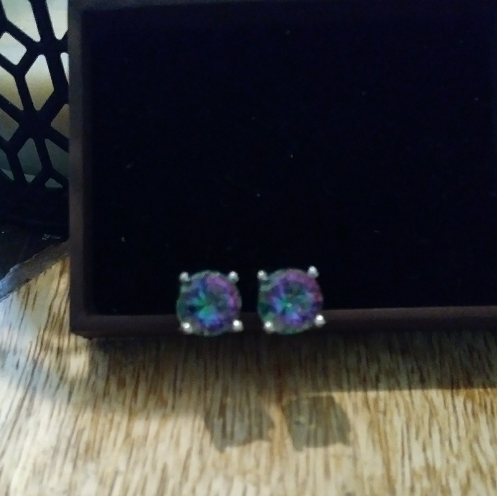 Stunning Rainbow Topaz Studs